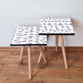 Hanah Home Mesas Nido (2 Piezas) - Blanco, Gris y Azul Marino
